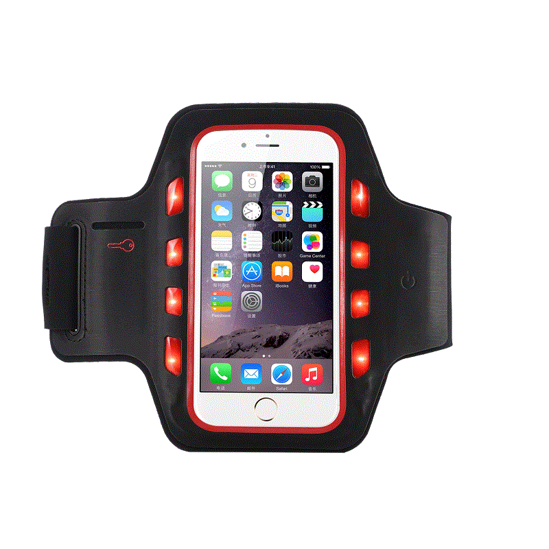 Notizie Promozionale Design Logo Seta Silk-Print LED Sport Braccio Band Light Protective Phone Brandbands per iPhone 6- 4.7 pollici